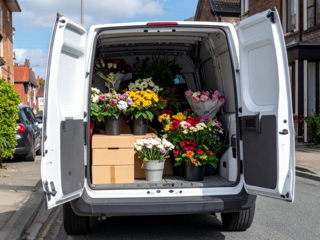 Florist working on a fresh arrangement at Alderley Flowers